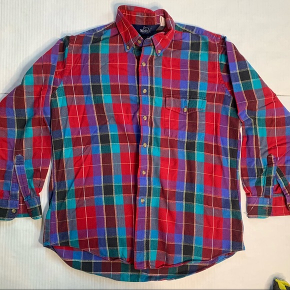 Vintage Woolrich Plaid Button Up Shirt - Picture 1 of 5